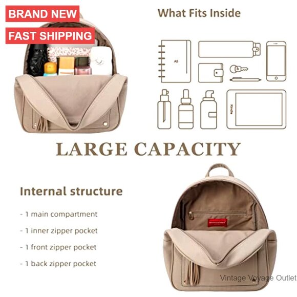 Medium Anti-Theft Backpack Purse with Secured Zipper & Tassel Design main image 6